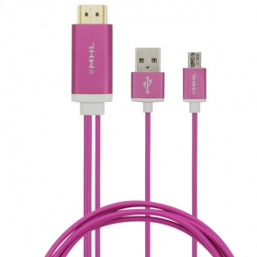 Micro USB to HDMI Cable MHL to HDMI HDTV Adapter Cable Cord for Samsung Galaxy S/Note 3/Note 2-Pink