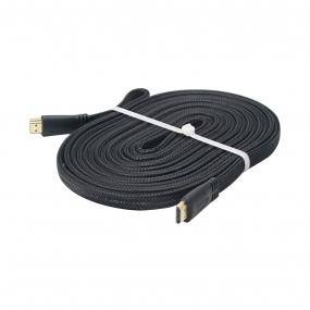 15ft 4.5M Braided Flat HDMI Cord Cable Gold Plated Connector - Oxygen-free Copper/Multi shielded