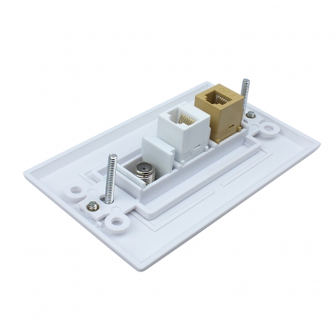 New 1 CAT3 and 1 CAT6 and 1 Coax Cable TV F Type Wall Plates