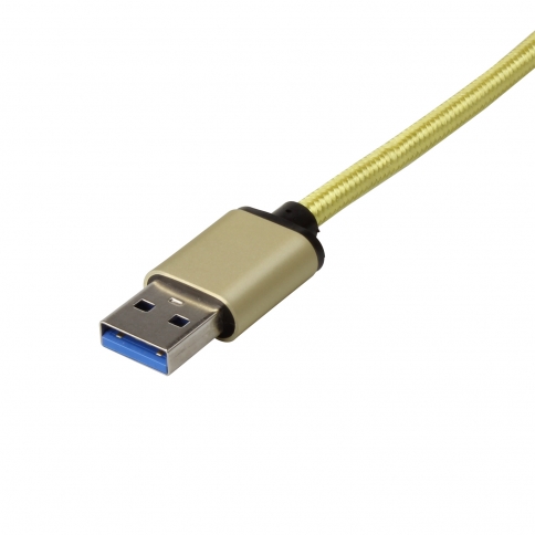 USB 3.1 Type-C to USB 3.0 A Male  Nylon weave Cable - 3.3 Feet-Yellow