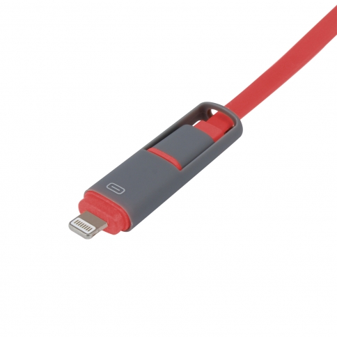 2-in-1 Charge Cable  Flat lightning cable with Micro USB Connecters For Android / IPhone