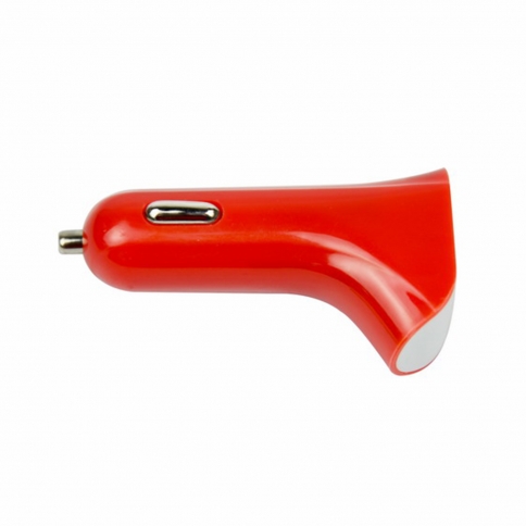 Car Charger 2.1A Dual USB Port Rapid Car Charger Adapter for Apple iPhone/Samsung And More - Red