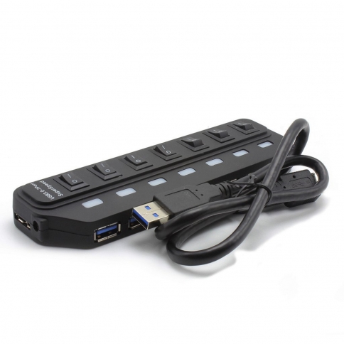 2016 New 7 Port USB 3.0 Hub with 12V/2A Power Adapter  and 3.3 Foot USB 3.0 Cable