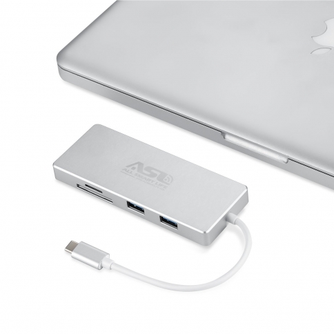 All Smart Life 3.1 USB Type c hub with HDMI Output  Power Delivery, 2 SuperSpeed USB 3.0 Ports, 2 Card Reader Ports