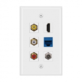 Combined 3xRCA 1xHDMI 1X Cat6 and 1xCoax Cable TV Port Wall Plate