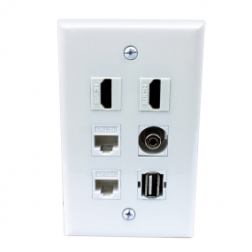 Multi Panel include 2 port HDMI and 2 port CAT5e and 1 port USB and 1 port 3.5MM wall plates