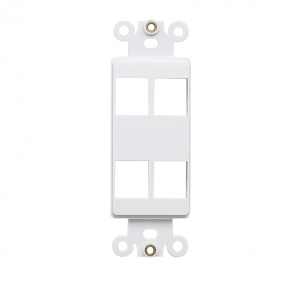 Custom and Design QuickPort Decora Wall Plate Insert for 4-Port Keystone Jack - White