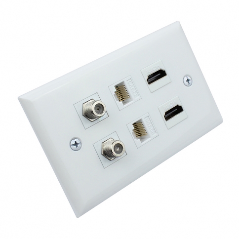 Easy installation 2 Port HDMI and 2 Port CAT5e and 2 port F type wall plate covers