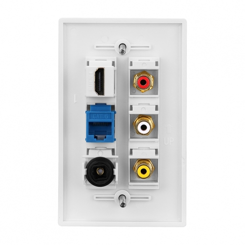 Combined 3xRCA 1xHDMI 1X Cat6 and 1 port Toslink Wall Plate