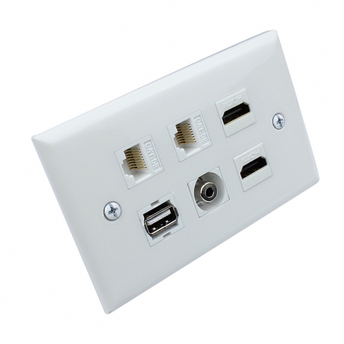 Multi Panel include 2 port HDMI and 2 port CAT5e and 1 port USB and 1 port 3.5MM wall plates