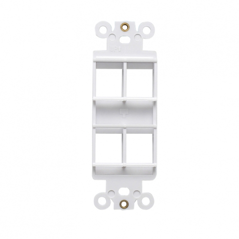 Custom and Design QuickPort Decora Wall Plate Insert for 4-Port Keystone Jack - White