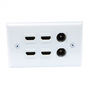 Combination 4 Port HDMI and 2 Port Toslink wall plate covers