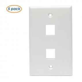 (5 Pack) Wall Plate with 2-Port Keystone Jack in White