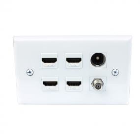 Combined 4 HDMI and 1 Coax Cable TV and 1 Toslink Port Wall Plate