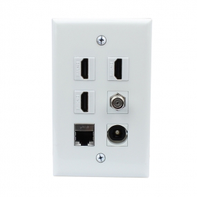 Combination design 3x HDMI 1x Coax Cable F Type 1 x Shielded Cat6 Ethernet 1 Port Toslink Wall Plate