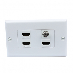 Easy Installation 3 x HDMI and 1 x Coax Cable TV F Type Port Wall Plate White Decorative