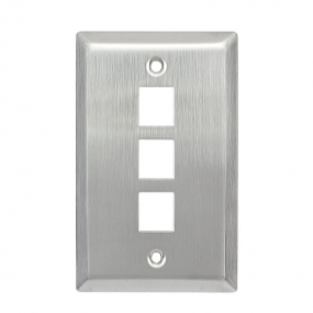 Stainless Wall Plate 1-Gang,RJ11/RJ45/CAT5 Face Plate (3 Ports)