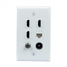 Combination 3 Port HDMI and 1 CAT5e and 1 port F type and 1 Port Toslink Wall Plate
