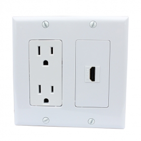 Brand new 15 Amp Power Outlet and 1 Port HDMI Decora Type Wall Plate White