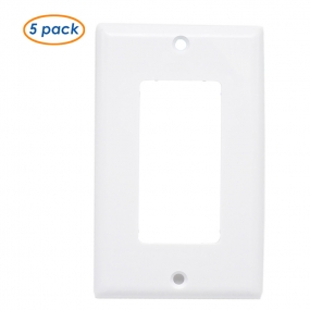 (5 Pack) 1-Gang Decora/Decora Wallplate, Standard Size, Thermoset, Device Mount, White