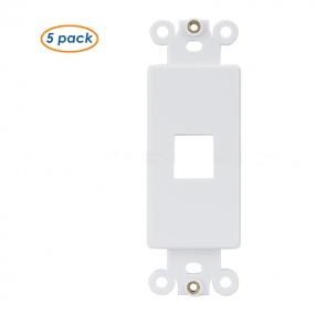 (5 Pack) QuickPort Decora Wall Plate Insert for 1-Port Keystone Jack - White