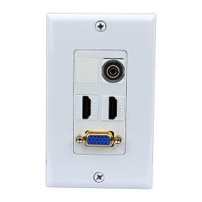 2 HDMI and 1 VGA and 1 3.5mm Audio wall plate