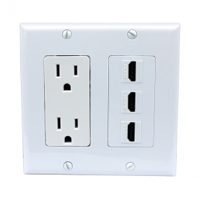 Combination 15 Amp Power Outlet 3 Port HDMI Decora Wall Plate