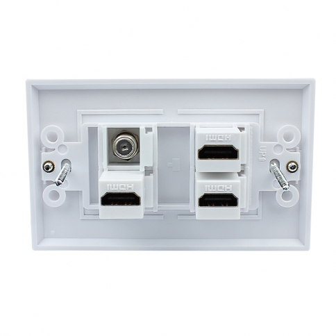 Easy Installation 3 x HDMI and 1 x Coax Cable TV F Type Port Wall Plate White Decorative