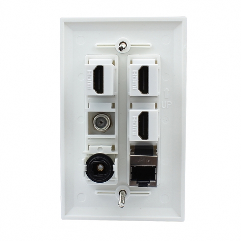 Combination design 3x HDMI 1x Coax Cable F Type 1 x Shielded Cat6 Ethernet 1 Port Toslink Wall Plate