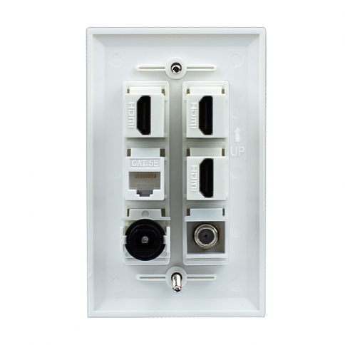 Combination 3 Port HDMI and 1 CAT5e and 1 port F type and 1 Port Toslink Wall Plate