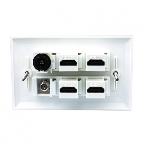 Combined 4 HDMI and 1 Coax Cable TV and 1 Toslink Port Wall Plate