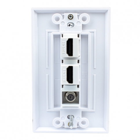 Multi Panel Home Decoration 2 Port HDMI and 1 Port Coax Cable TV Port Wall Plate White