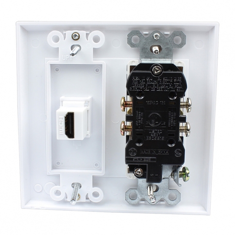 Brand new 15 Amp Power Outlet and 1 Port HDMI Decora Type Wall Plate White