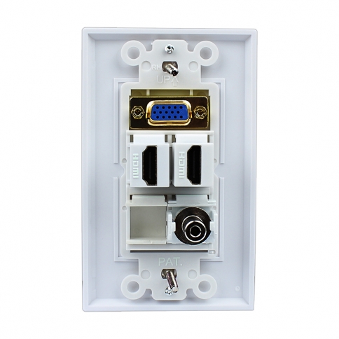 2 HDMI and 1 VGA and 1 3.5mm Audio wall plate