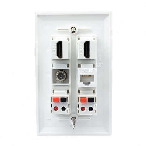 Multifunction 2 Port HDMI 1 port cat5e 1 port f type 2 port Dual Speaker Spring Clip Wall Plate