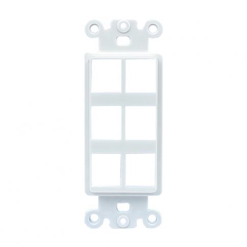 (5 Pack) QuickPort Decora Wall Plate Insert for 6-Port Keystone Jack - White