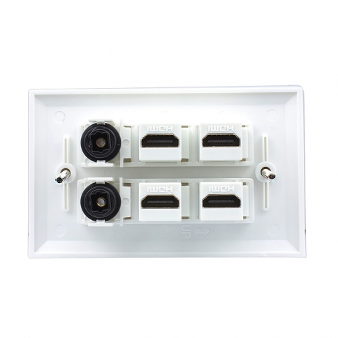 Combination 4 Port HDMI and 2 Port Toslink wall plate covers