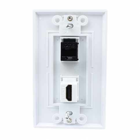 NEW Combined 1 Cat6 White Ethernet and 1 HDMI Port Wall Plate