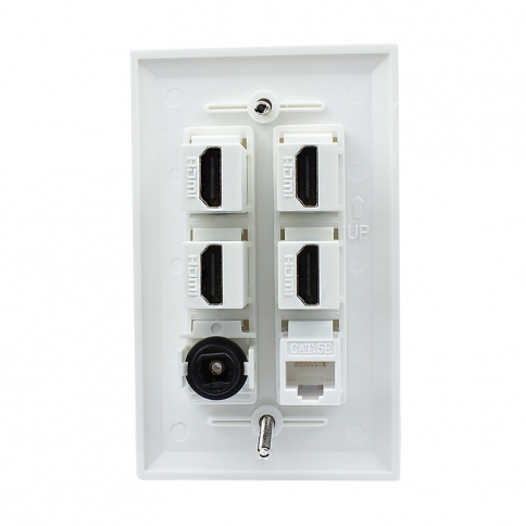 Combination 4 Port HDMI and 1 CAT5e and 1 Port Toslink wall plate covers