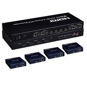 High Quality 4x4 HDMI Matrix Support HDBT over cat6 up to 100M and IR control with four recivers