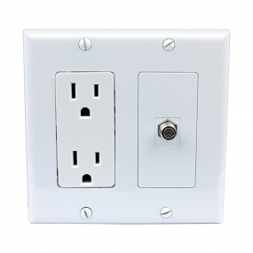 Brand new 15 Amp Power Outlet and 1 Port Coax Cable TV- F-Type Decora Type Wall Plate