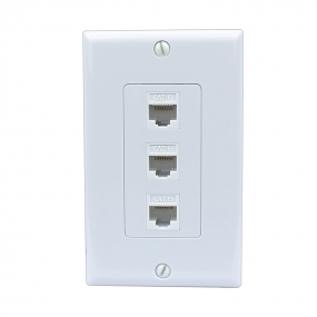 NEW 3 Port Cat6 Female-Female Removable Wall Plate White