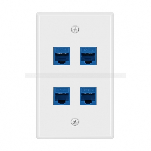 New 4 Port Cat6 Female-Female Wall Plate blue