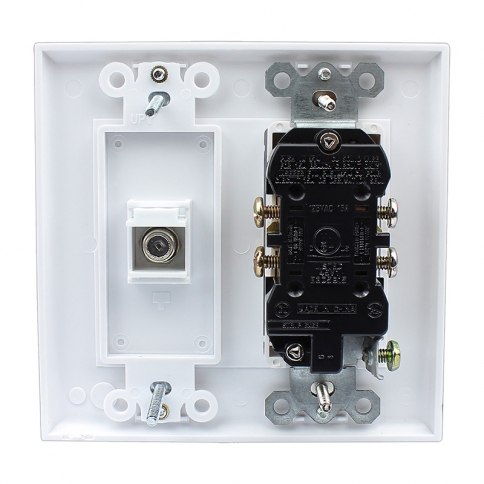 Brand new 15 Amp Power Outlet and 1 Port Coax Cable TV- F-Type Decora Type Wall Plate