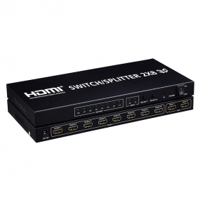 HDMI Switcher/Splitter 2X8 Support Ultra HD 4K x 2K | 3D 1080p  Includes IR Remote Control