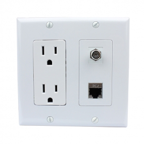 15 Amp electrical outlets and 1 Port F Type and 1 Port Shielded Cat6 Ethernet Decora Type Wall Plate