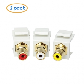 AllSmartLife 2-pack Keystone Jack Modular RCA with White Center - Red White Yellow