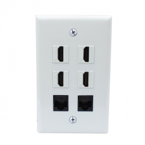 Combination 4 Port HDMI and 2 port CAT6 wall plate covers