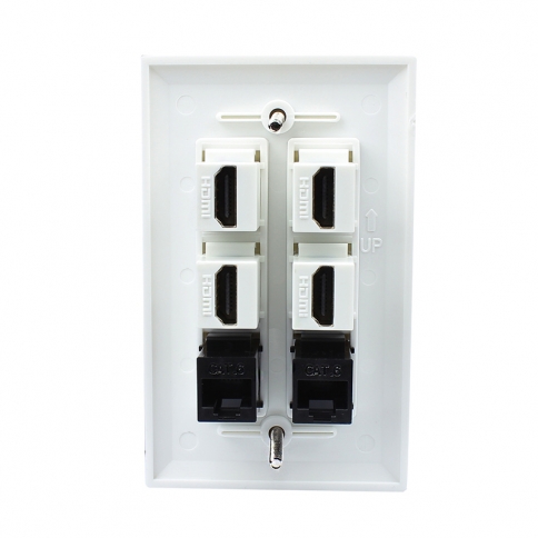 Combination 4 Port HDMI and 2 port CAT6 wall plate covers