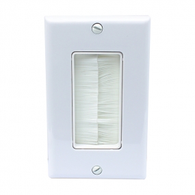 Single Gang Wall Plate with Brush Bristles Now Fits Larger Cables - White